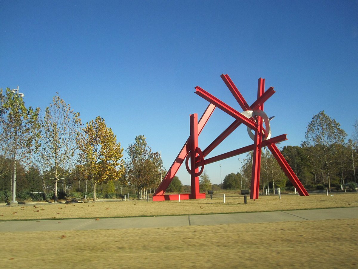 Outdoor sculpture park trail at the North Carolina Museum of Art in Raleigh in spring